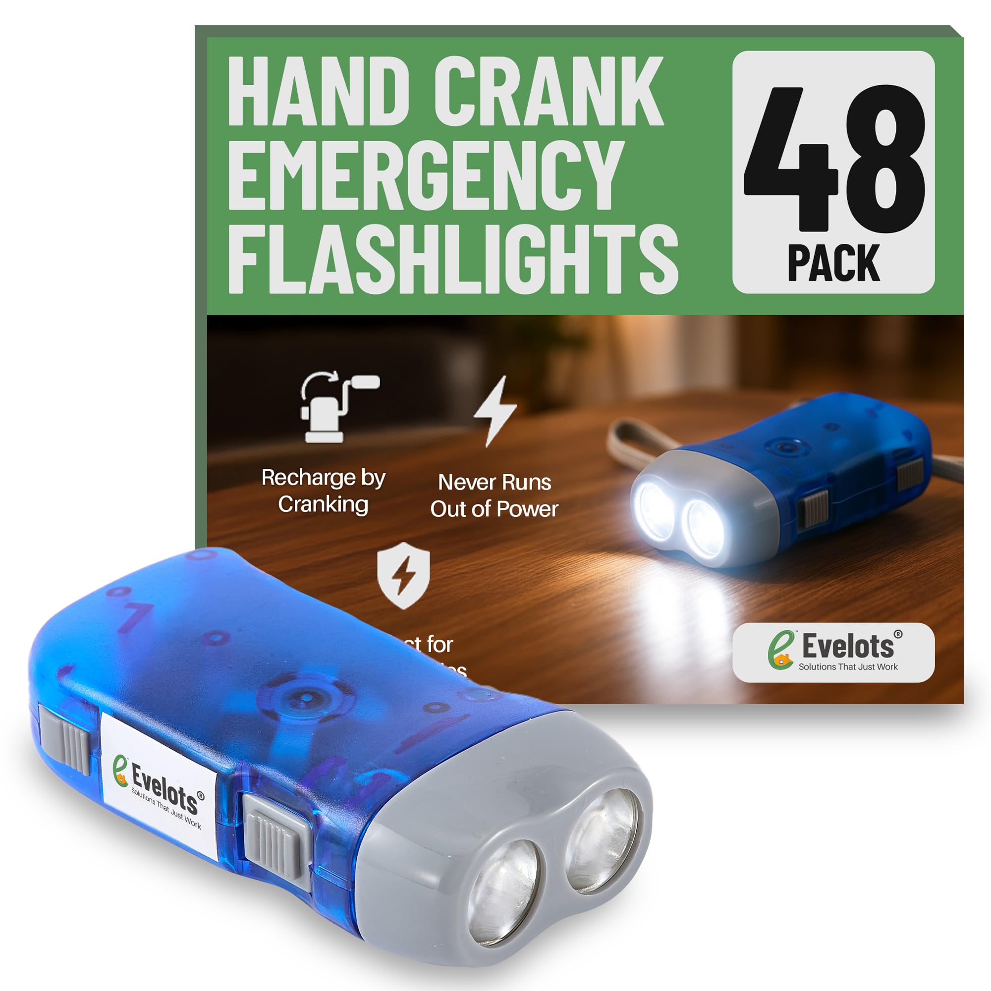 Amazon.com: Evelots Hand Crank Emergency Flashlight 48-Pack